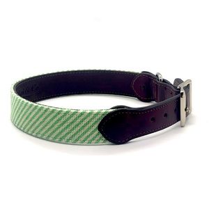 Brand New Needlepoint Green Seersucker Dog Collar